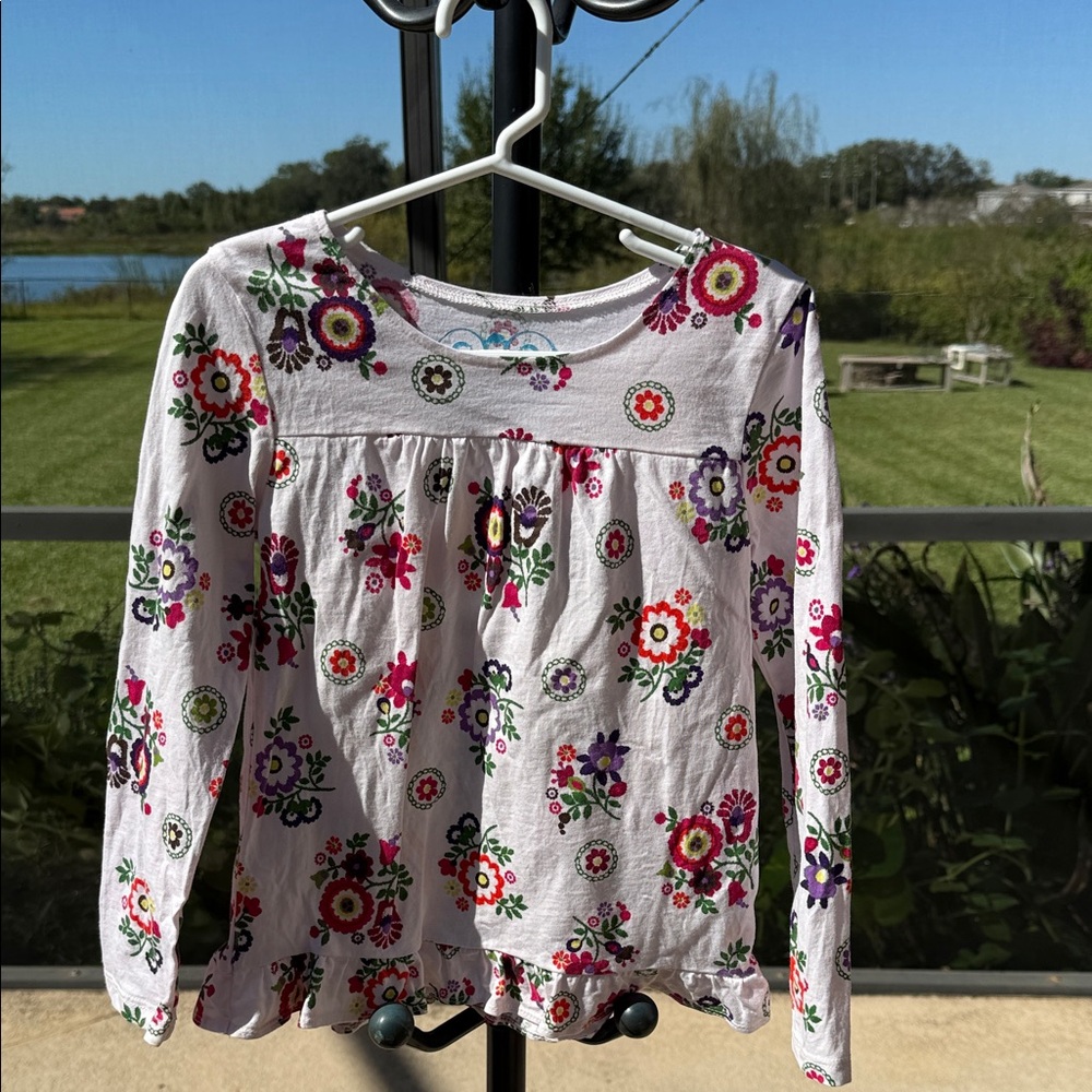 Place Floral Kids Blouse - White and Multicolor NWOT
